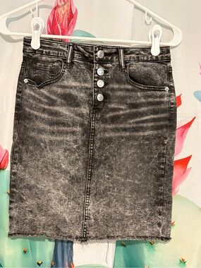 Numero Shiloh Women's High Rise Acid Wash Black Denim Mini Skirt Sz 26 Y2K